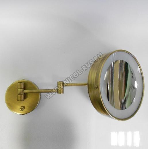 Зеркало косметическое настенное бронзовое с подсветкой LED и увеличением х2