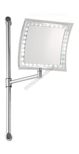 Зеркало косметическое на штанге с увеличением х5 подсветкой LED батарейки настенное