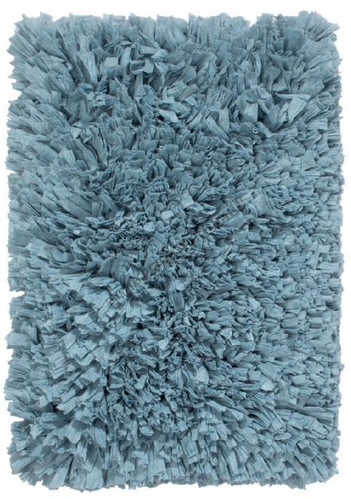Пушистый коврик для ванной голубой 90х60
