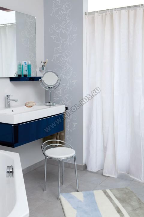 Thetis шторка для ванны и душа текстильная, полиэстр белый, светло-серый, пергамон