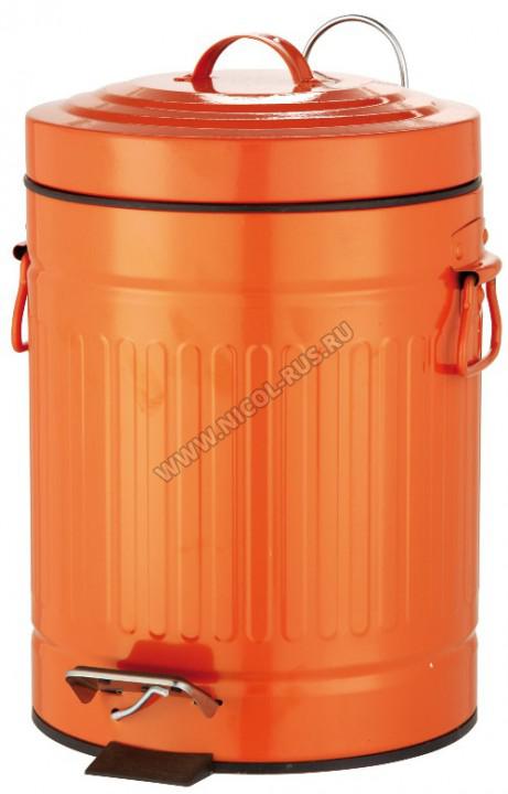 Оранжевое ведро с педалью 5 литров микролифт