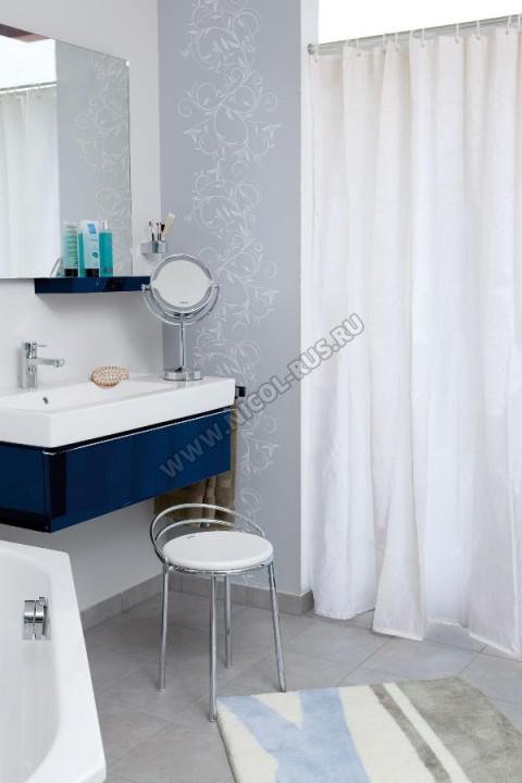 Шторка для ванны и душа текстильная, белая 180х200