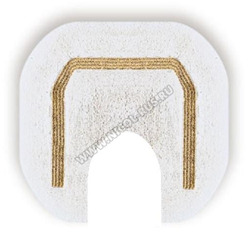 Белый коврик для ванной с вырезом люрекс золото 60х60