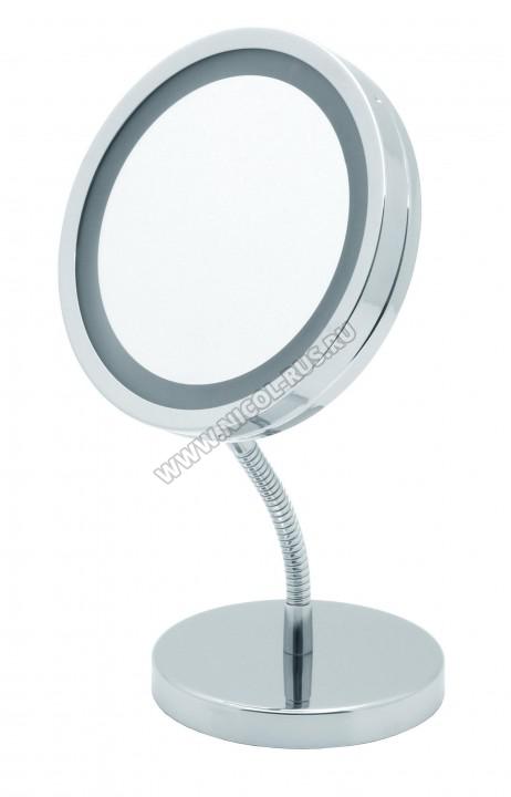 Косметическое зеркало с LED подсветкой от батареек и увеличением х5 настольное гибкое
