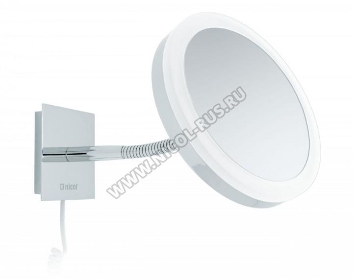 Косметическое зеркало с подсветкой LED и увеличением х5 настенное