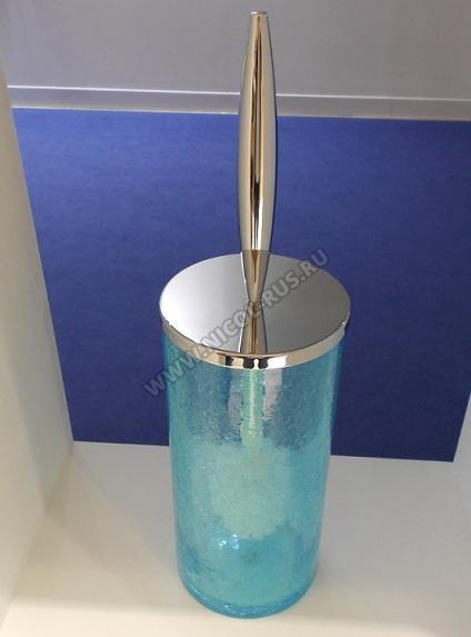 Аксессуары для ванной стеклянные голубые кракелюрное стекло ёршик напольный