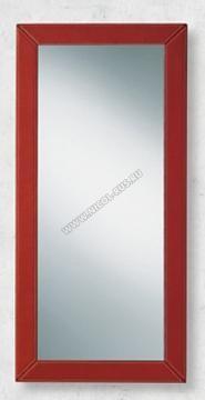 Зеркало для ванной с красной кожаной рамой