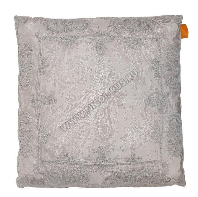 Подушка шёлковая жаккард с узором Etro 45x45 см серая