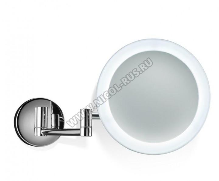 Зеркало для ванной косметическое с подсветкой LED прямое подключение без провода настенное с увеличением 1х5