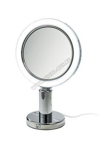 Зеркало для ванной косметическое с подсветкой настольное двухстороннее с увеличением 1х1 и 1х7
