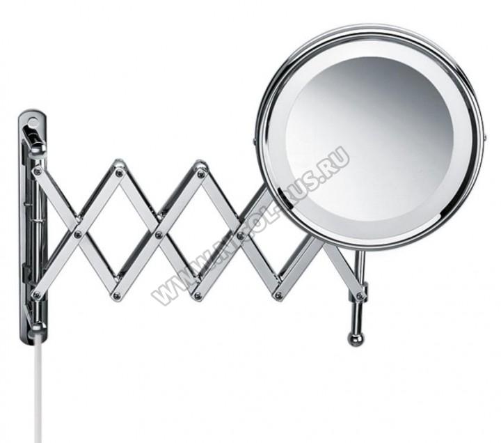 Косметическое зеркало для ванной с подсветкой и увеличением 1х8 двойная гармошка Sharneer-Х настенное