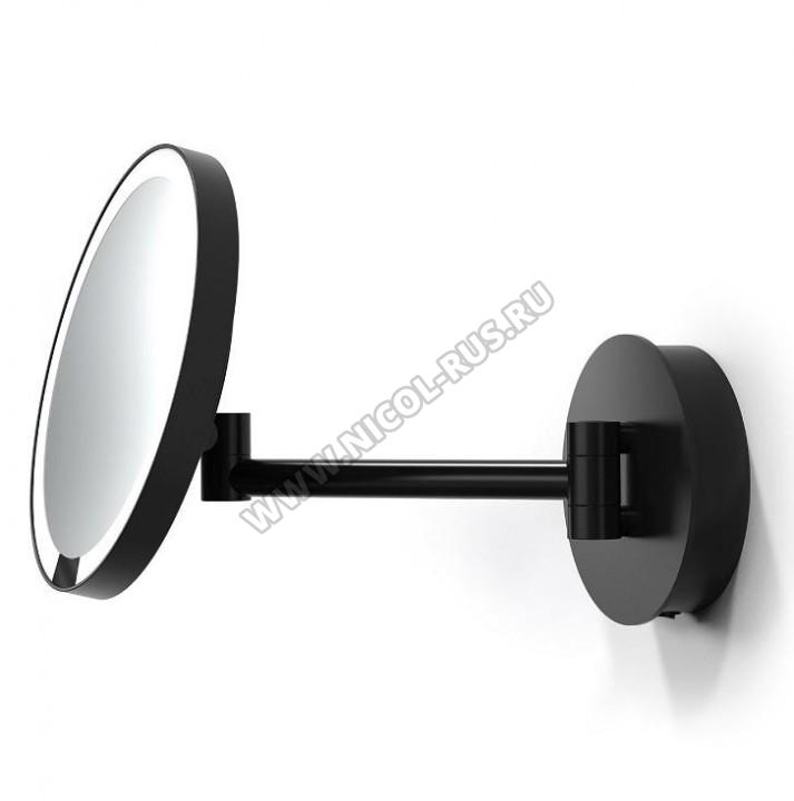 Just Look чёрное настенное косметическое зеркало с подсветкой LED и увеличением х5 с аккумуляторами