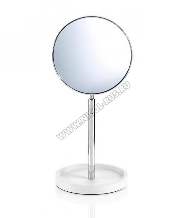 Настольное косметическое зеркало двухстороннее с увеличением 1х4 Stone белое