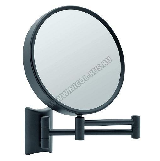 Чёрное косметическое зеркало двухстороннее настенное с увеличением 1х3 и 1х7