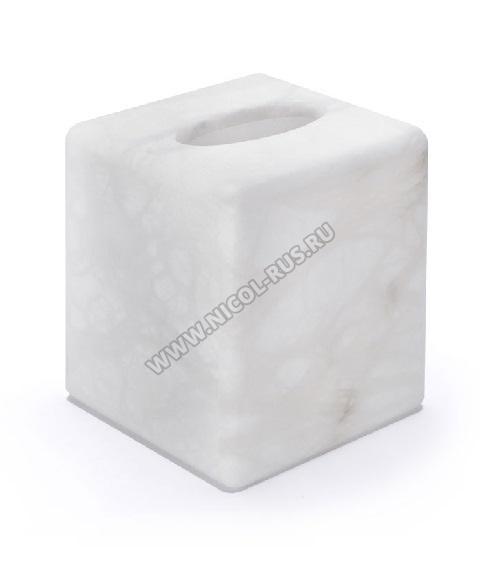 Аксессуары для ванной из натурального камня Алебастр Alabaster Tissuue Box салфетница квадратная со скруглёнными углами