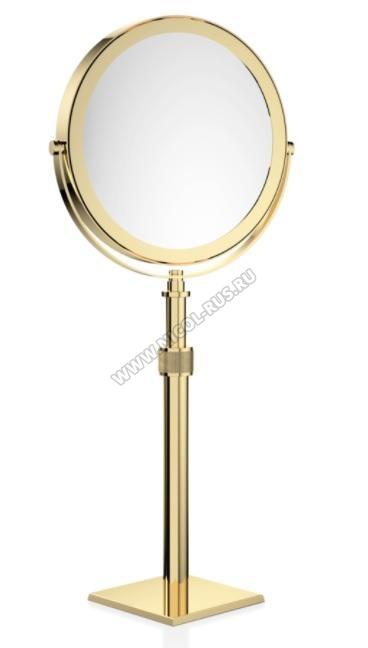 Косметическое зеркало для ванной с увеличением настольное телескопическое двухстороннее Золотое c 5-ти кратным увеличением