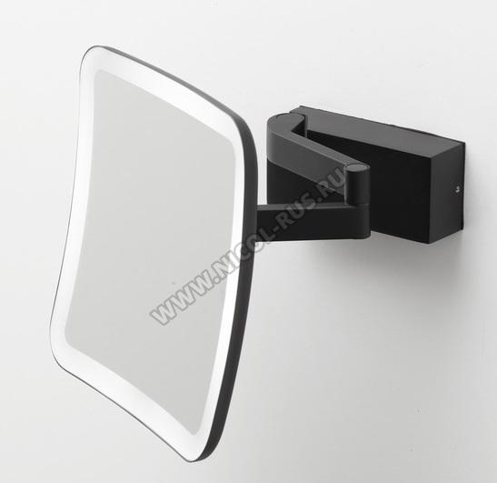 Vision чёрное матовое настенное зеркало с подсветкой увеличение х5