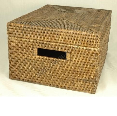 Коробка ёмкость плетёная с крышкой Тёмная