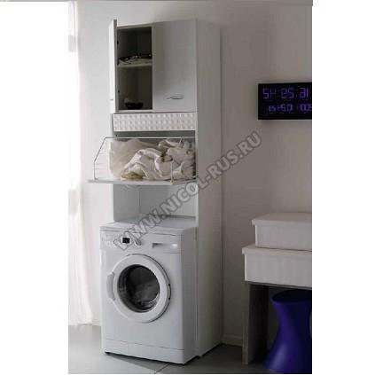 Colavene шкаф колонка для встраивания стиральной машины с полками и откидной корзиной для белья