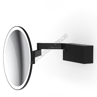 Decor Walther Vision R косметическое зеркало чёрное матовое настенное с подсветкой и увеличением х5