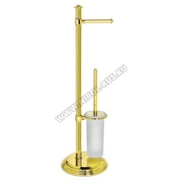 Colombo стойка с ёршиком и бумагодержателем PVD золото матовое стекло
