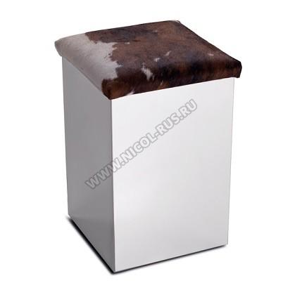 3SC Pouff пуф корзина для белья с сиденьем из эко-кожи нержавеющая полированная сталь белая кожа