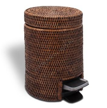 Decor Walther Basket ведро для мусора напольное с педалью плетёный ротанг тёмный