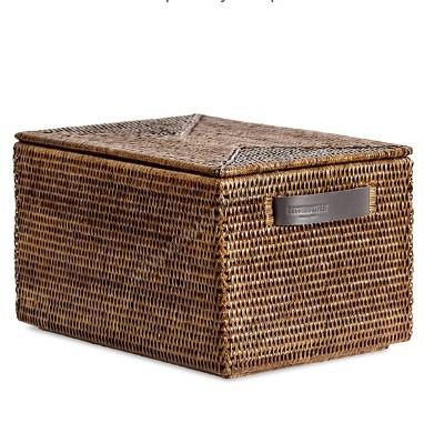 Decor Walther Basket коробка ёмкость универсальная для хранения с крышкой ротанг тёмный