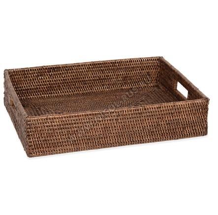 Decor Walther Basket TRAY лоток поднос плетёный ротанг тёмный