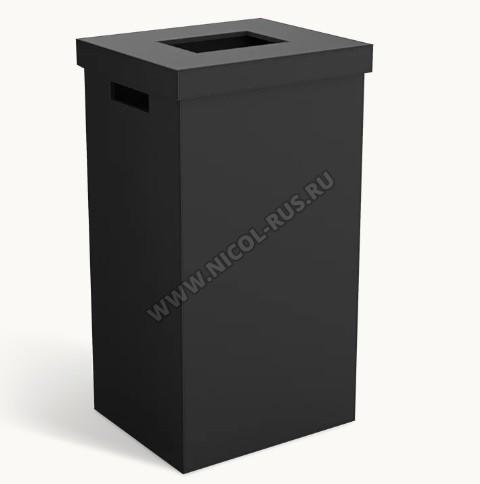 Decor Walther корзина универсальная кожаная с крышкой прямоугольная Black чёрная