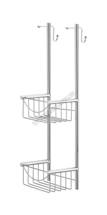 Полка для душевой кабины двойная сетка с крючками
