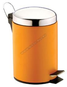 Ведро с педалью для мусора 3 литра металлическое оранжевое