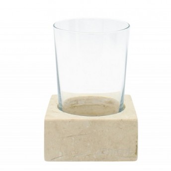 Стеклянный стакан с подставкой Травертин