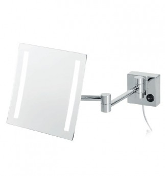 Квадратное настенное зеркало косметическое с подсветкой LED и увеличением х5