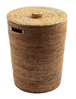 Плетёная корзина для белья с крышкой Ротанг Раттан натуральный медовая