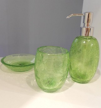 Аксессуары для ванной Blend зелёные стеклянные кракелюрное стекло мыльница
