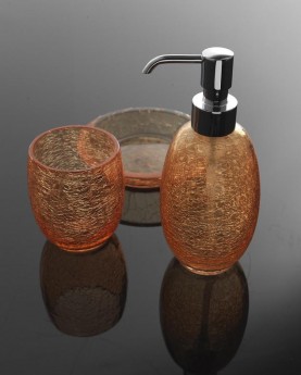 Аксессуары для ванной оранжевое кракелюрное стекло, дозатор для жидкого мыла
