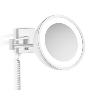 Зеркало с подсветкой косметическое белое настенное и увеличением 1х5