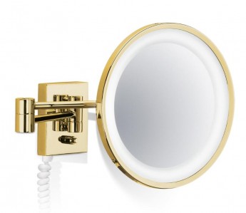 Косметическое зеркало для макияжа золотое Gold настенное с подсветкой и увеличением 1х3