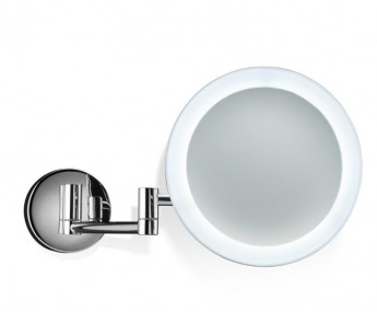 Зеркало для ванной косметическое с подсветкой LED прямое подключение без провода настенное с увеличением 1х5