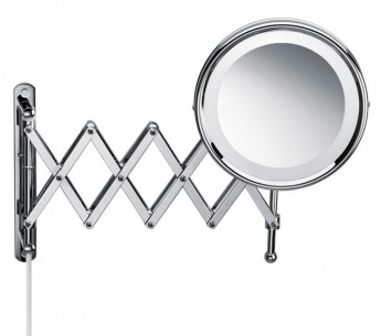 Косметическое зеркало для ванной с подсветкой и увеличением 1х8 двойная гармошка Sharneer-Х настенное