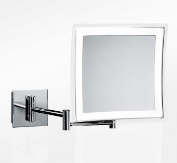 Квадратное настенное Зеркало косметическое с подсветкой LED от батареек и увеличением 1х5