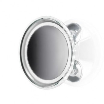 Косметическое зеркало для ванной настенное с присосками, увеличением 1х5 и подсветкой Ø 20 см