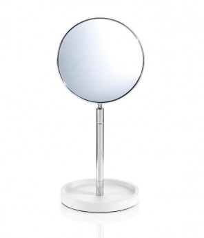 Настольное косметическое зеркало двухстороннее с увеличением 1х4 Stone белое