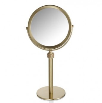 Настольное косметическое зеркало золотое матовое двухстороннее с увеличением 1х5 ROCKS