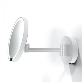 Just Look белое матовое настенное косметическое зеркало с подсветкой LED и увеличением х5 с аккумуляторами Ø21.5 x 37.5 x 11 см