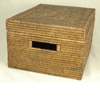 Коробка ёмкость плетёная с крышкой Тёмная