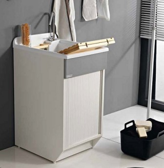 Colavene постирочная раковина для стирки глубокая с тумбой и сдвижной дверкой