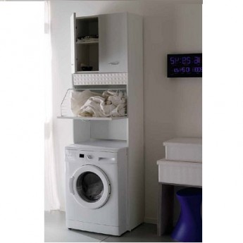 Colavene шкаф колонка для встраивания стиральной машины с полками и откидной корзиной для белья