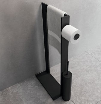 Novellini Kuadra стойка напольная с ёршиком полотенцедержателем бумагодержателем чёрный матовый